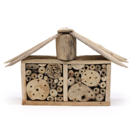 Nichoir à abeilles et insectes en bois flotté
