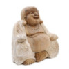 Statue de Bouddha sculptée à la main - 30 cm Happy - Blanchi à la chaux
