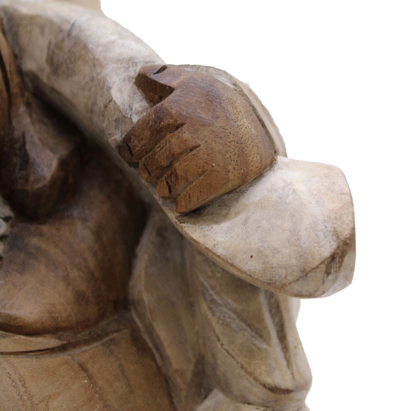 Statue de Bouddha sculptée à la main - 30 cm Bring Wood - Blanchi à la chaux