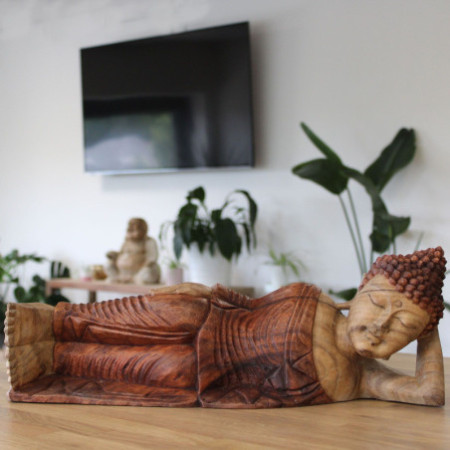Statue de Bouddha sculptée à la main - 50 cm - Endormi