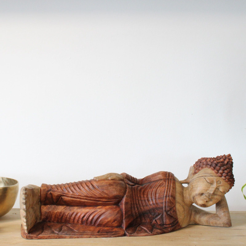 Statue de Bouddha sculptée à la main - 50 cm - Endormi