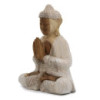 Statue de Bouddha sculptée à la main - 30 cm Bienvenue - Blanchi à la chaux
