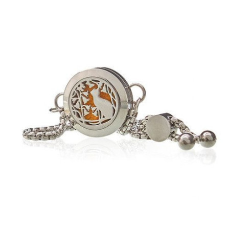 Bracelet chaîne bijoux d'aromathérapie - Chat et fleurs - 20 mm