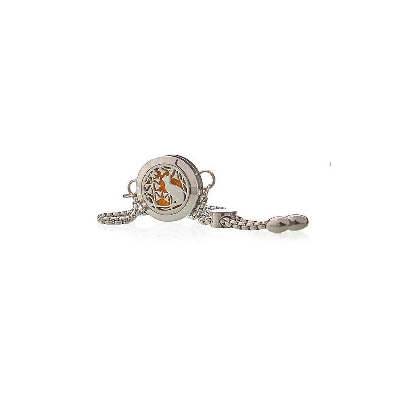 Bracelet chaîne bijoux d'aromathérapie - Chat et fleurs - 20 mm