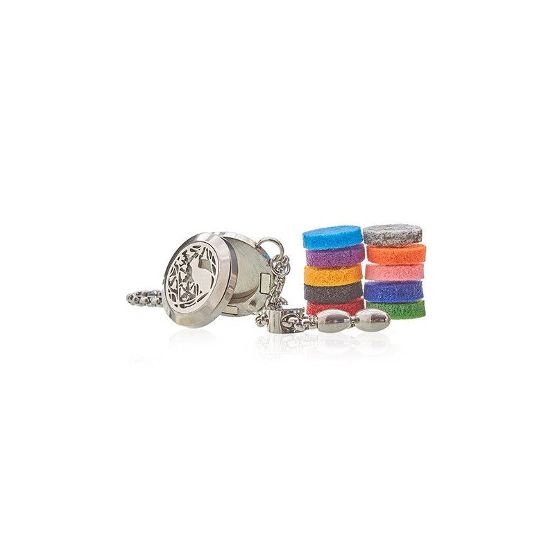 Bracelet chaîne bijoux d'aromathérapie - Chat et fleurs - 20 mm