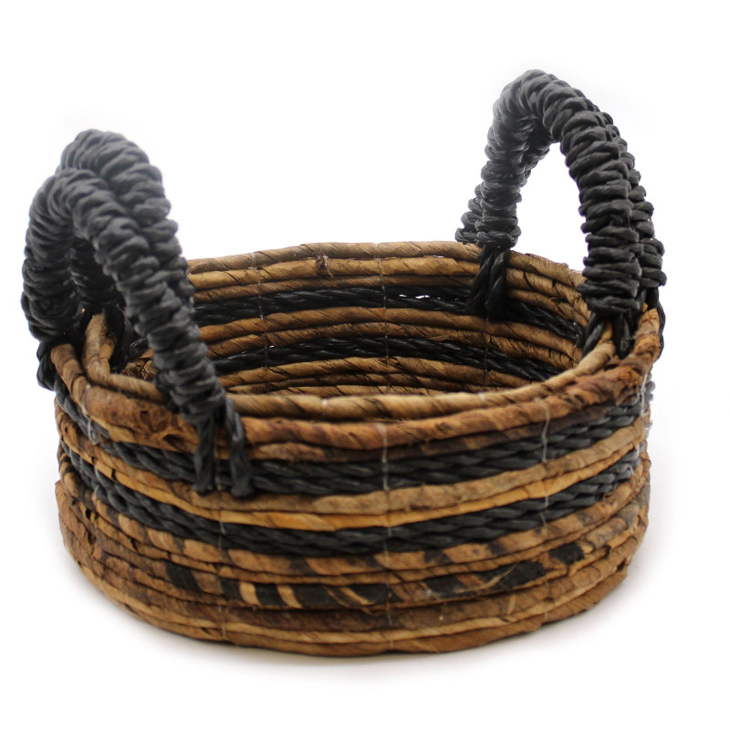 Panier Feuille de Bananier & Raphia Hitam - Lot de 2