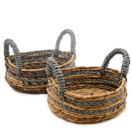 Panier en feuille de bananier et raphia Abu-abu - Lot de 2