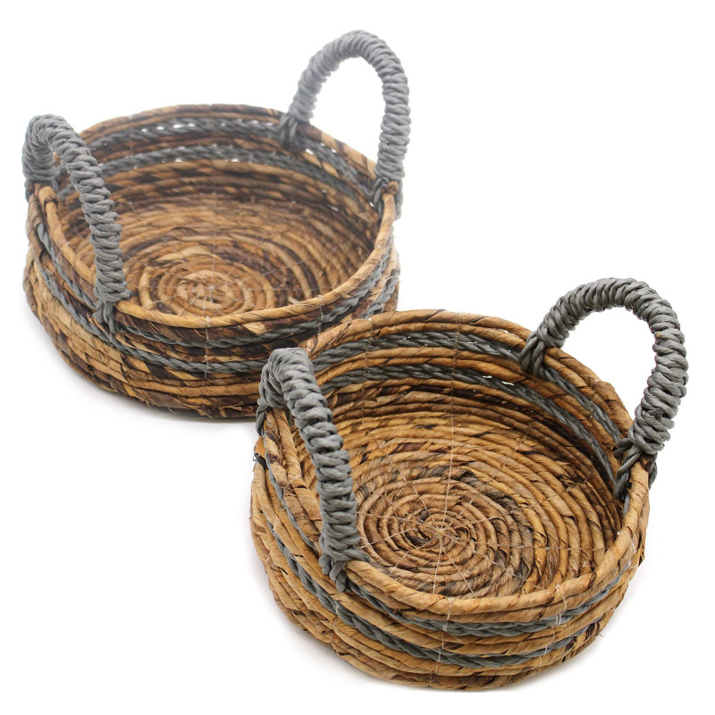 Panier en feuille de bananier et raphia Abu-abu - Lot de 2