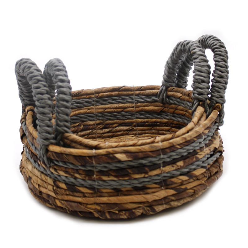 Panier en feuille de bananier et raphia Abu-abu - Lot de 2