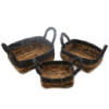 Panier carré feuille de bananier et raphia Hitam - Ensemble de 3
