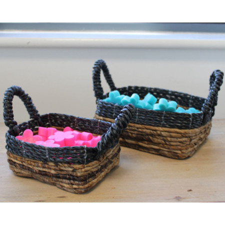 Panier carré feuille de bananier et raphia Hitam - Ensemble de 3