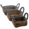 Panier carré en feuille de bananier et raphia Abu-Abu - Lot de 3
