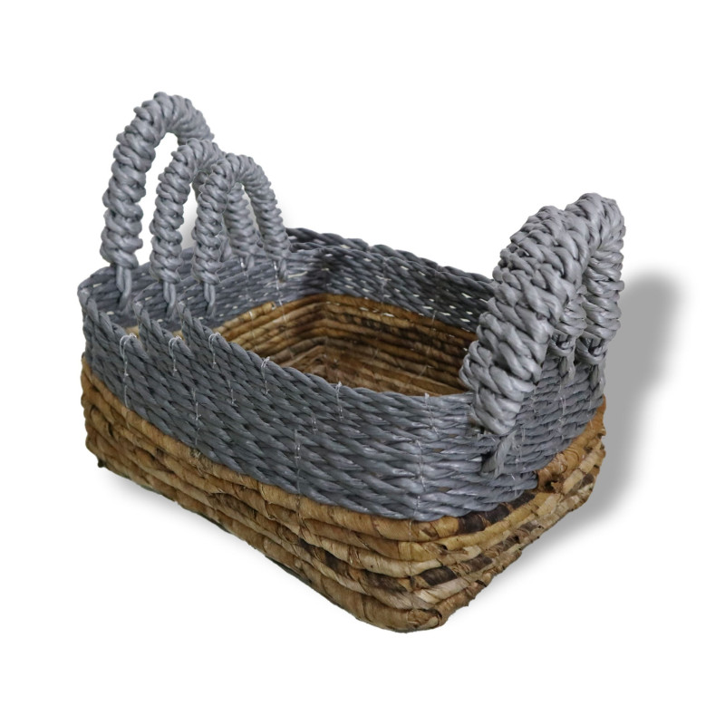 Panier carré en feuille de bananier et raphia Abu-Abu - Lot de 3