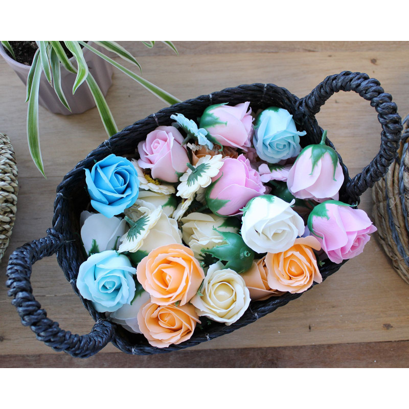 Panier carré en feuille de bananier et raphia Abu-Abu - Lot de 3