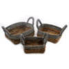 Panier carré en feuille de bananier et raphia Abu-Abu - Lot de 3