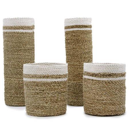 Ensemble en jonc de mer - 2 vases et 2 bacs