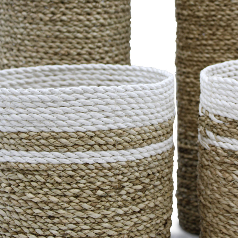 Ensemble en jonc de mer - 2 vases et 2 bacs
