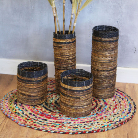 Ensemble de feuilles de bananier - 2 vases et 2 bacs