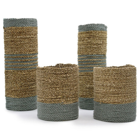 Ensemble en jonc de mer et raphia Abu-Abu - 2 vases et 2 bacs