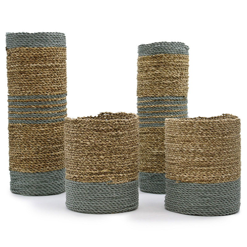 Ensemble en jonc de mer et raphia Abu-Abu - 2 vases et 2 bacs