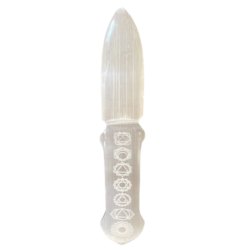 Couteau rituel en sélénite - Chakra