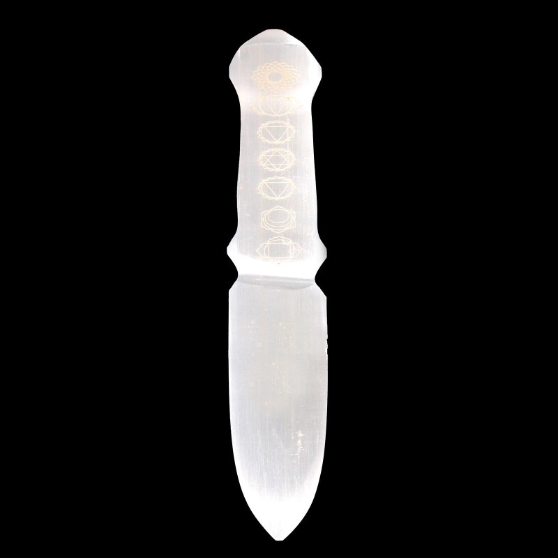 Couteau rituel en sélénite - Chakra