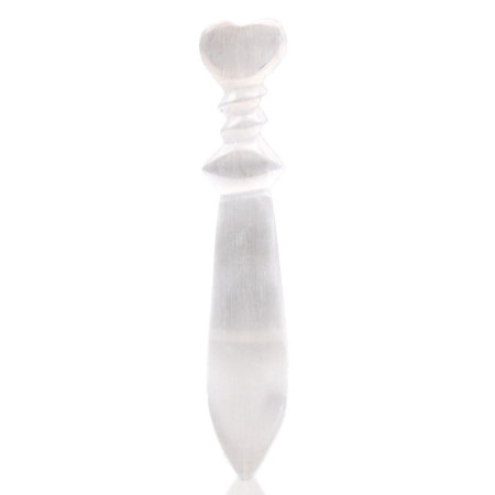 Couteau rituel en sélénite Lrg - Spirale (25 cm)