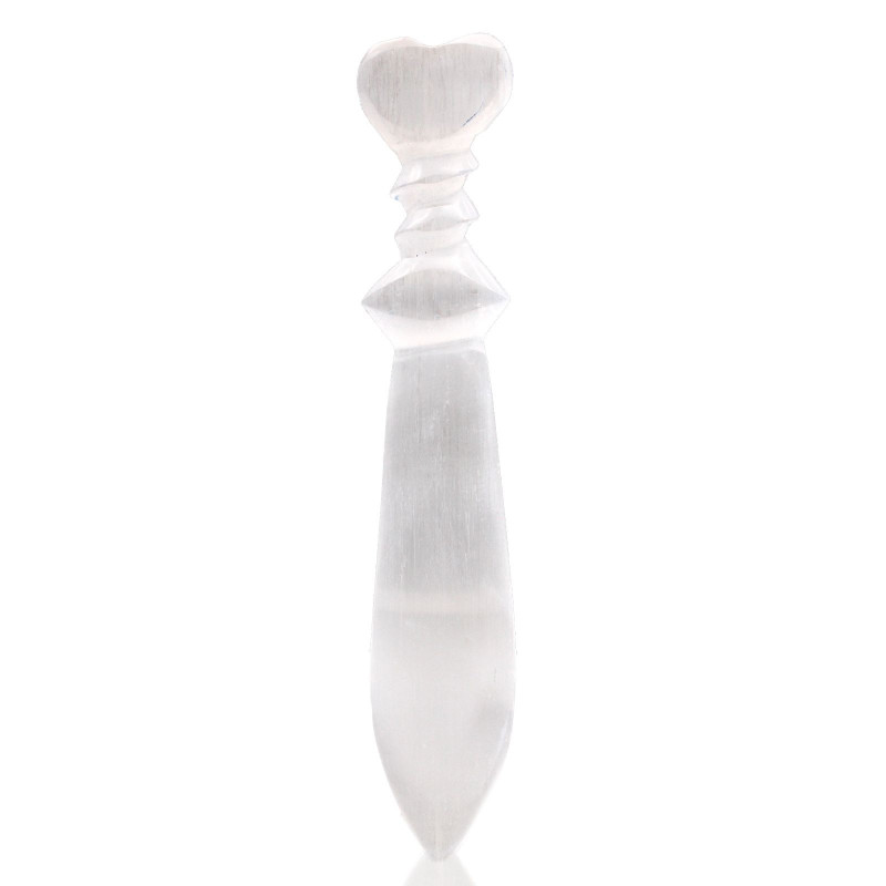 Couteau rituel en sélénite Lrg - Spirale (25 cm)