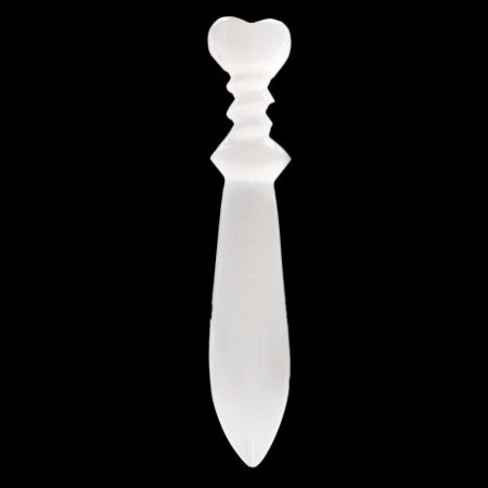 Couteau rituel en sélénite Lrg - Spirale (25 cm)