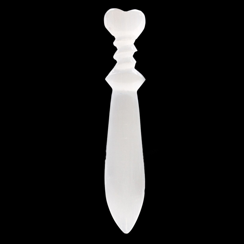 Couteau rituel en sélénite Lrg - Spirale (25 cm)
