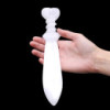 Couteau rituel en sélénite Lrg - Spirale (25 cm)