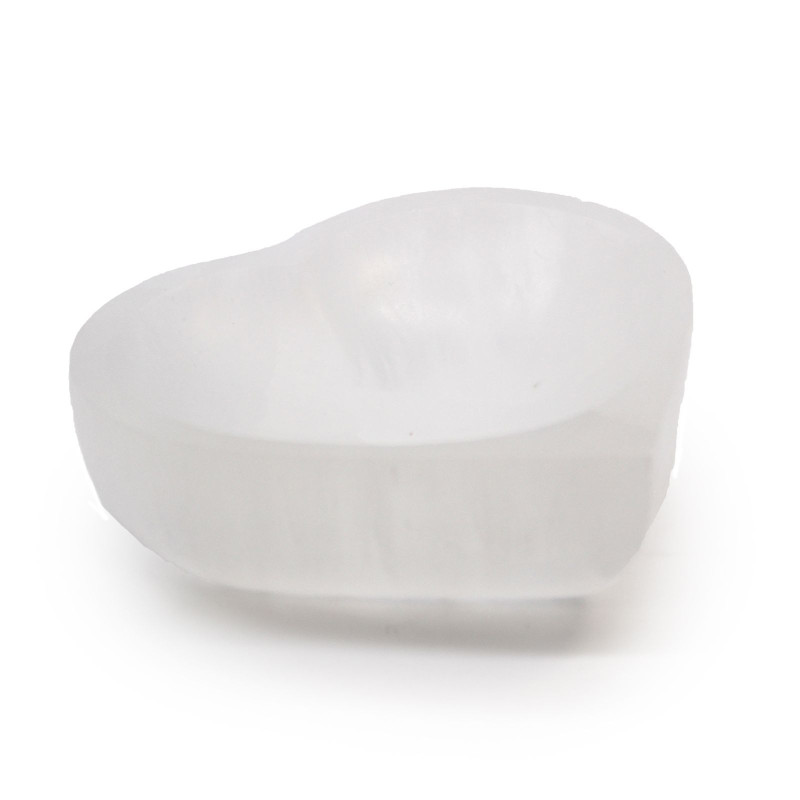 Bol en sélénite en forme de cœur - 10 cm