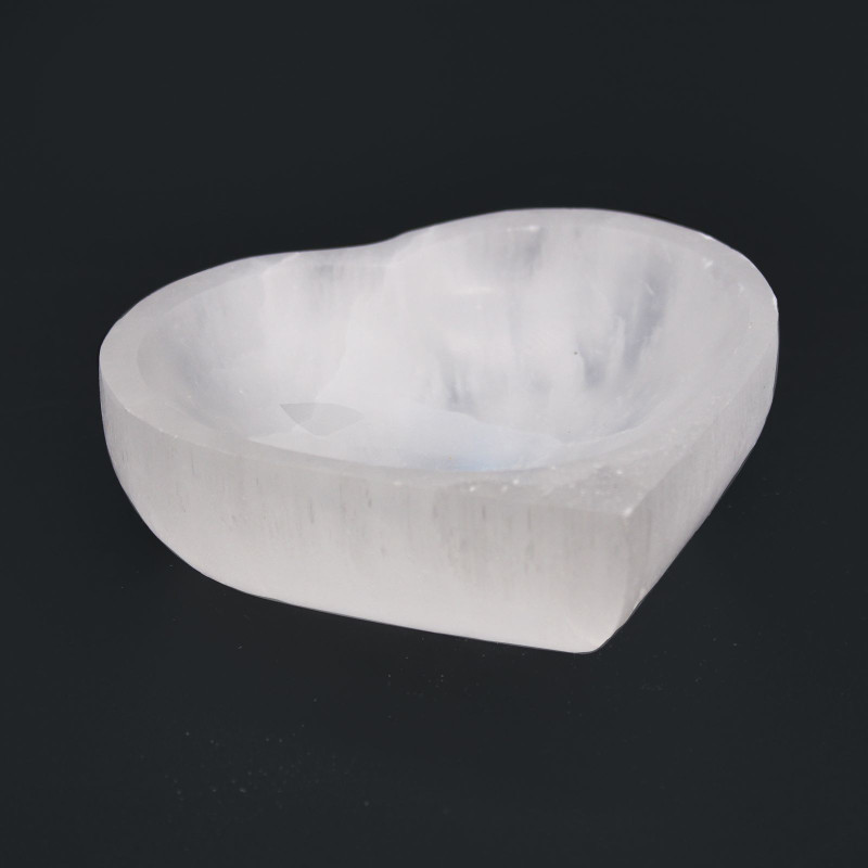 Bol en sélénite en forme de cœur - 10 cm