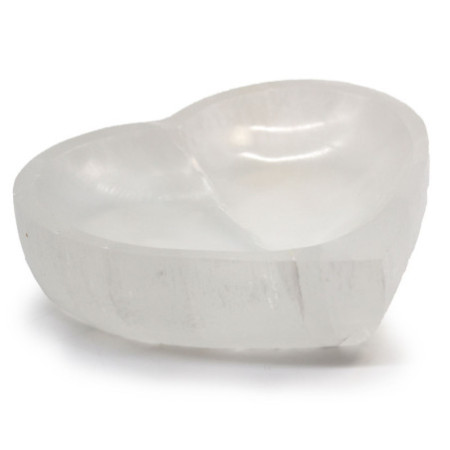 Bol en sélénite en forme de cœur - 15 cm
