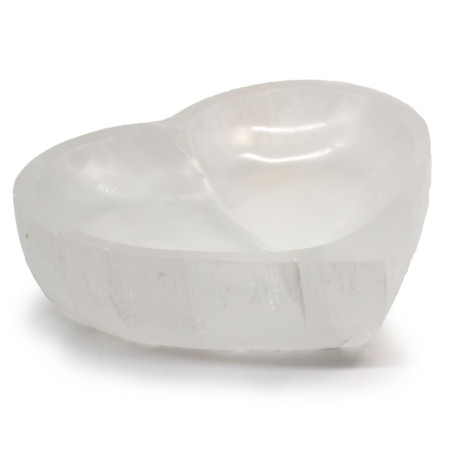 Bol en sélénite en forme de cœur - 15 cm