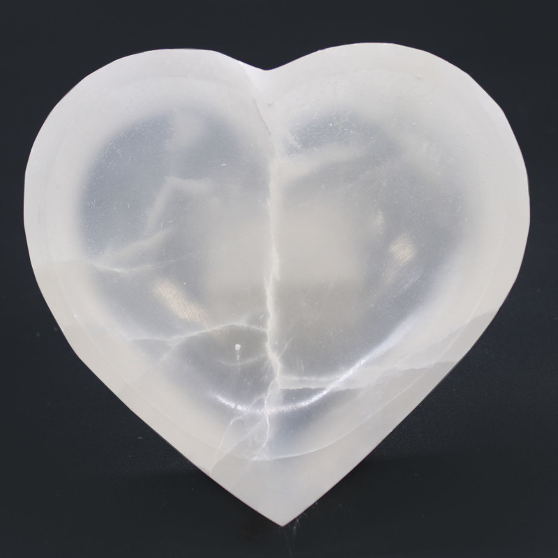 Bol en sélénite en forme de cœur - 15 cm