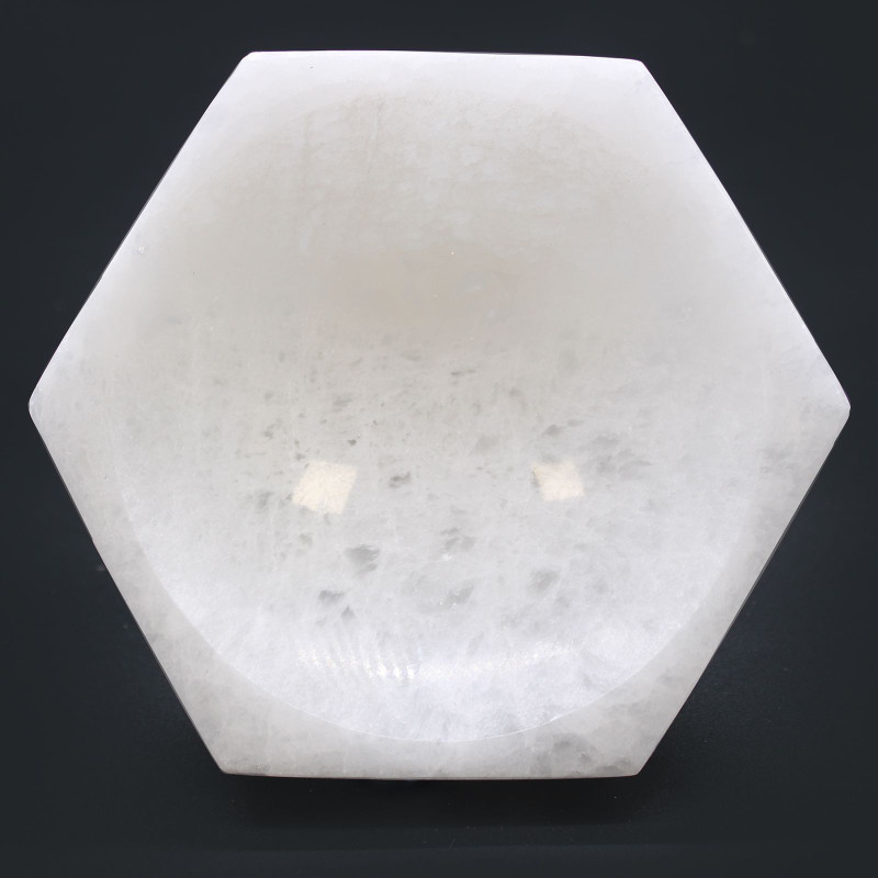 Bol hexagonal en sélénite - 15 cm