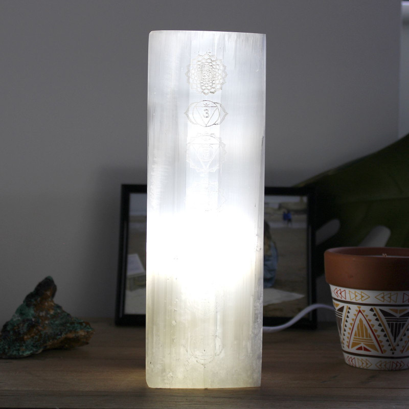 Lampe en sélénite 25 cm - Lampe Chakra