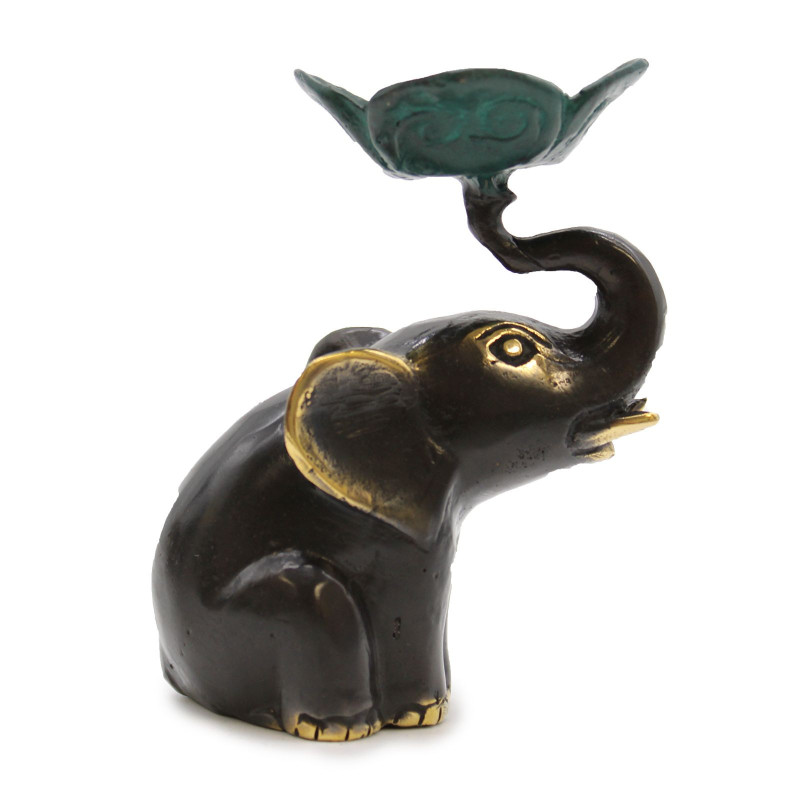 Petit porte-bougie/encens éléphant