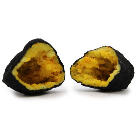 Géodes de calsite colorées - Roche noire - Jaune