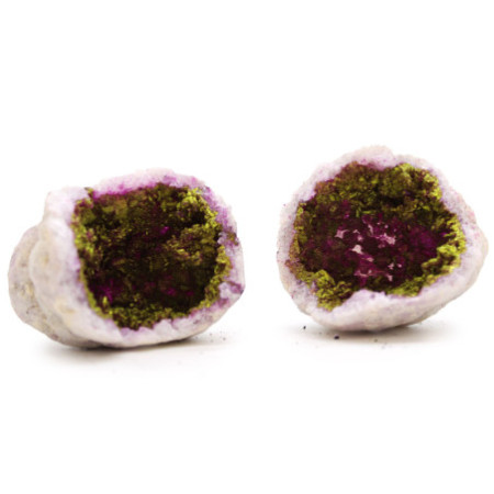 Géodes de calsite colorées - Roche naturelle - Rose et or
