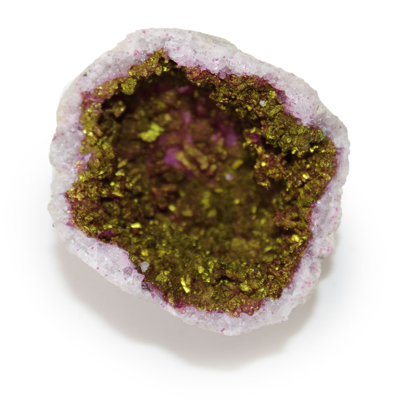Géodes de calsite colorées - Roche naturelle - Rose et or