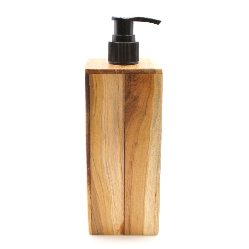 Distributeur de savon carré en teck naturel