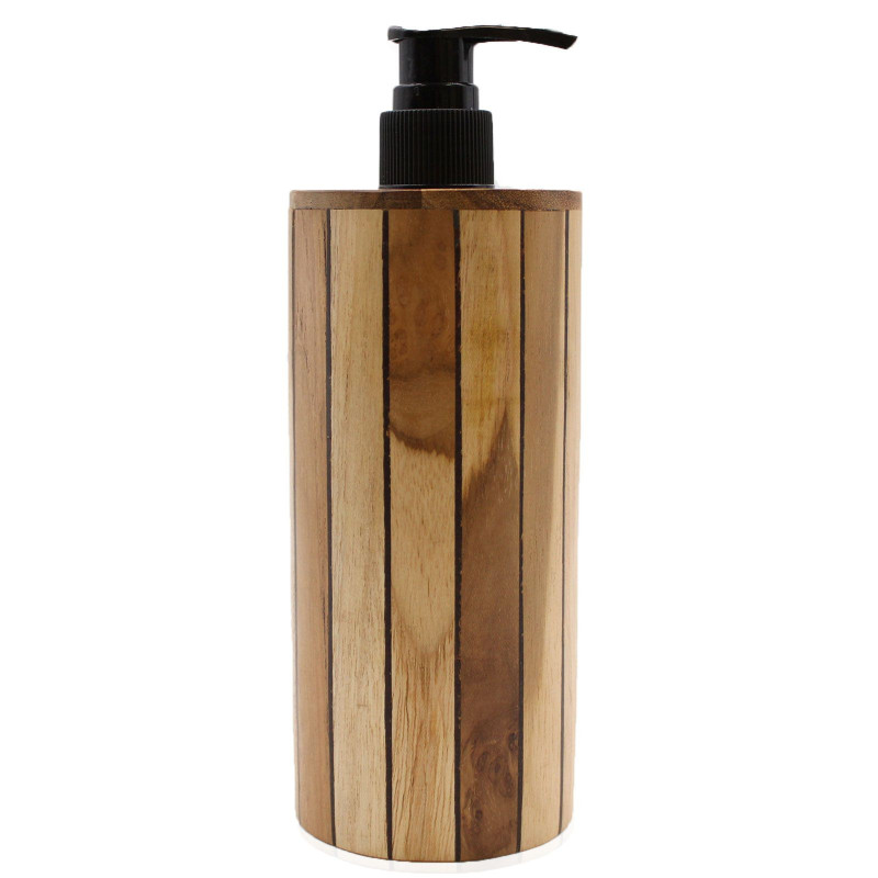 Distributeur de savon rond en teck naturel