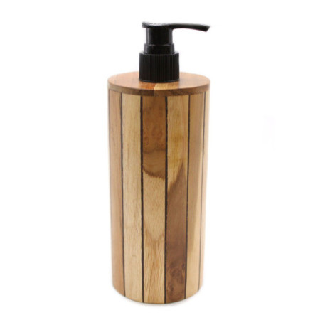 Distributeur de savon rond en teck naturel