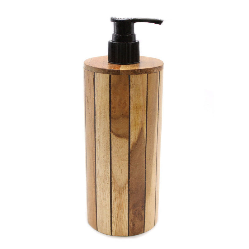 Distributeur de savon rond en teck naturel
