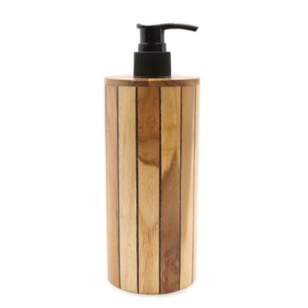 Distributeur de savon rond en teck naturel