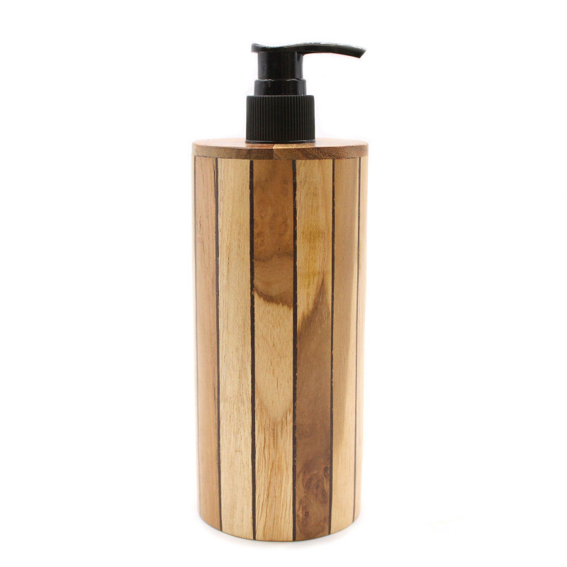 Distributeur de savon rond en teck naturel
