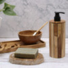 Distributeur de savon rond en teck naturel