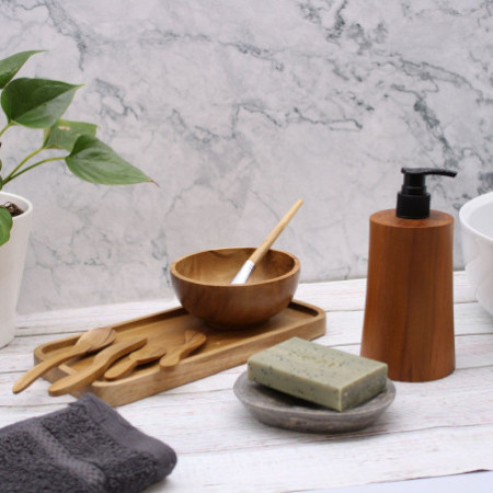 Distributeur de savon en teck naturel - Conique